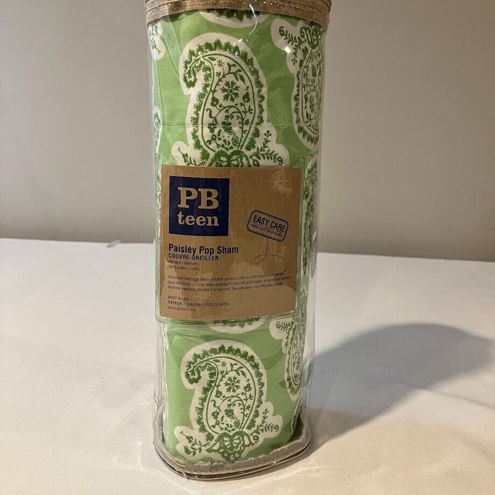 Pottery Barn Teen Green Paisley Pop Pillow Sham - Standard Size